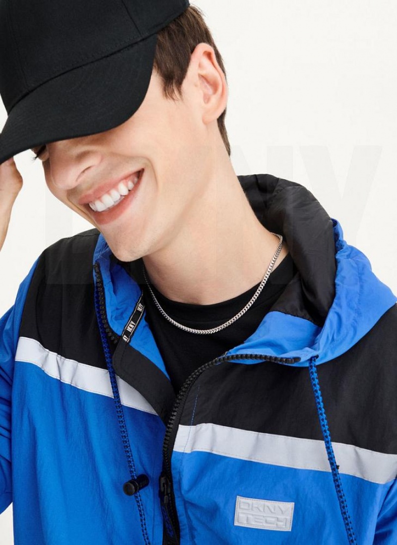 Blue Men's DKNY Tech Cotton Touch Nylon Jackets | Australia-D0513