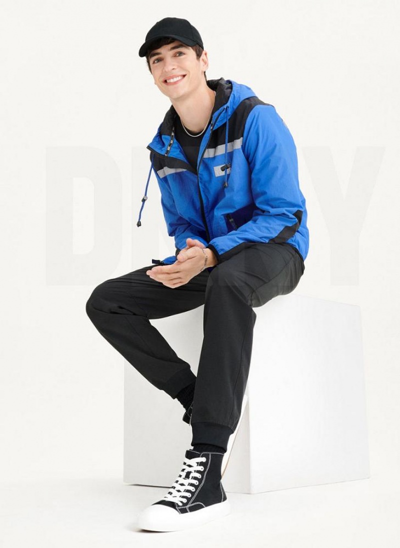 Blue Men's DKNY Tech Cotton Touch Nylon Jackets | Australia-D0513