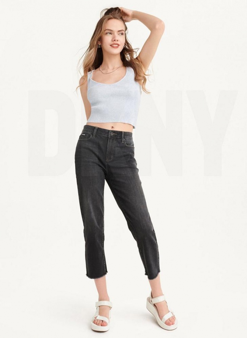 Blue Women's DKNY Cropped Tank Tops | Australia-D0106