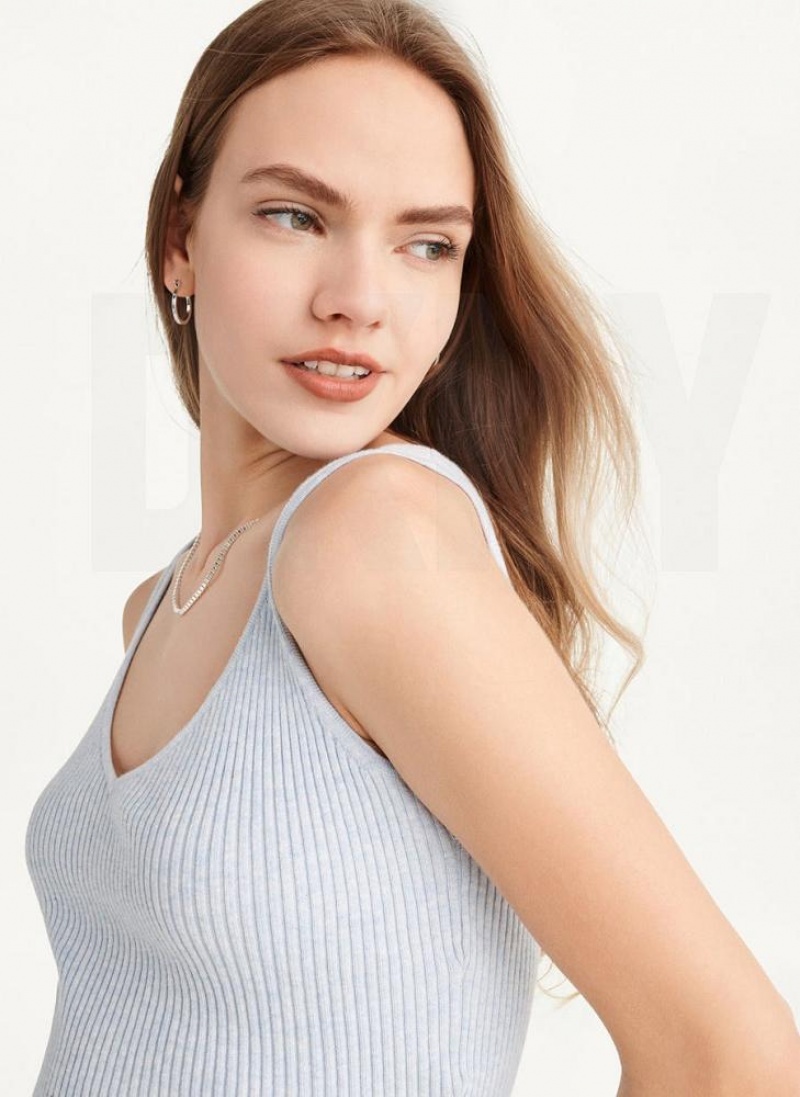 Blue Women's DKNY Cropped Tank Tops | Australia-D0106