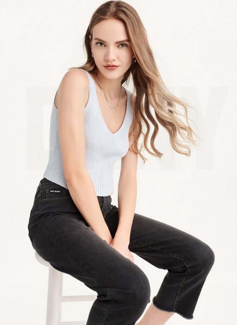 Blue Women's DKNY Cropped Tank Tops | Australia-D0106