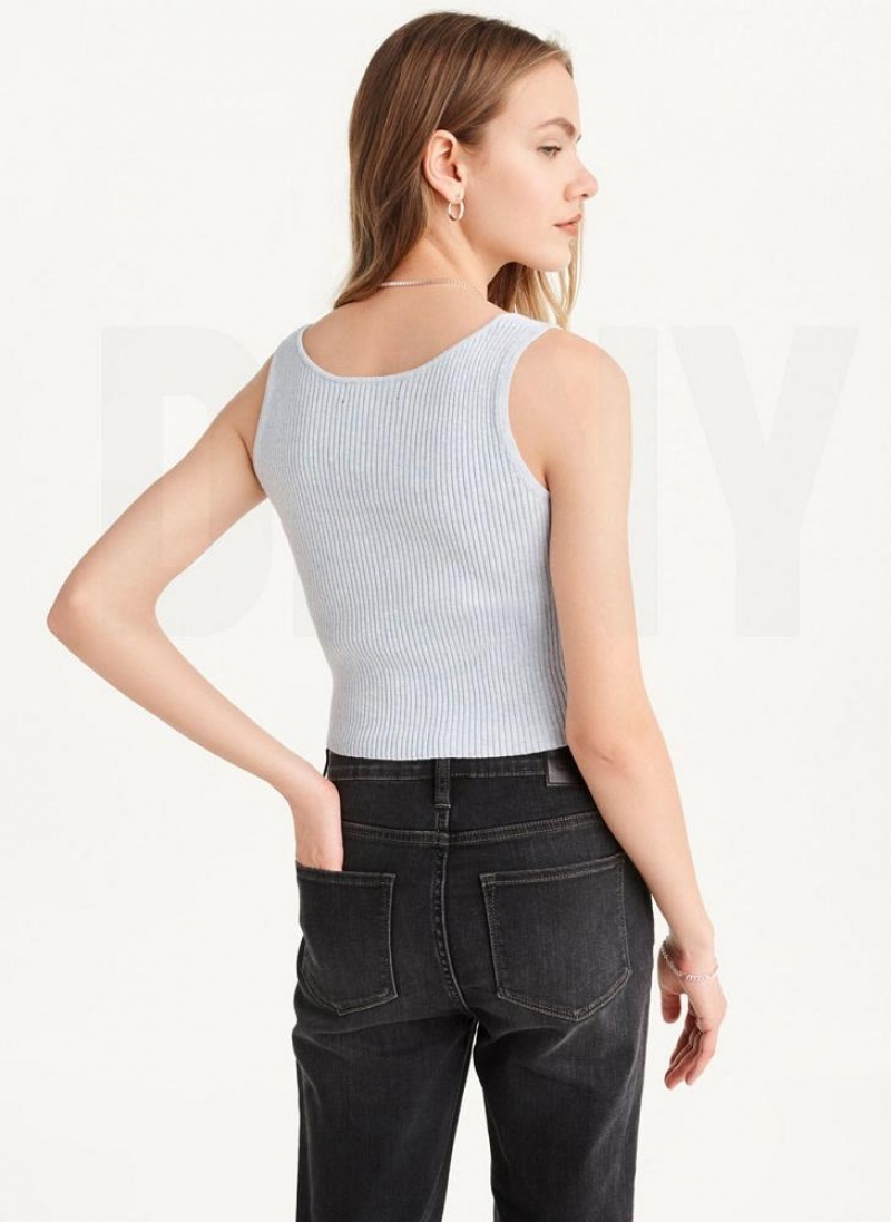 Blue Women's DKNY Cropped Tank Tops | Australia-D0106