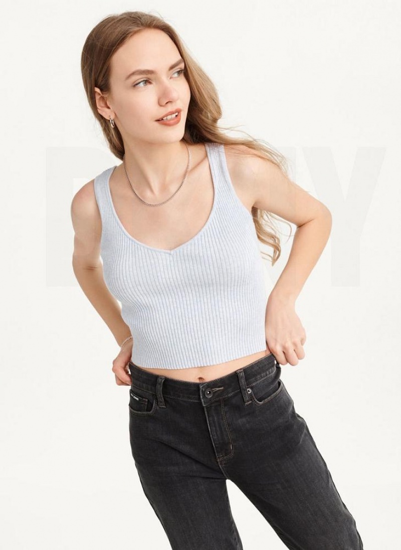 Blue Women\'s DKNY Cropped Tank Tops | Australia-D0106