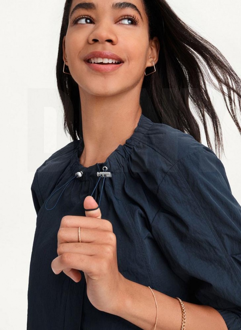 Blue Women's DKNY Cropped With Elastic Collar Jackets | Australia-D0311