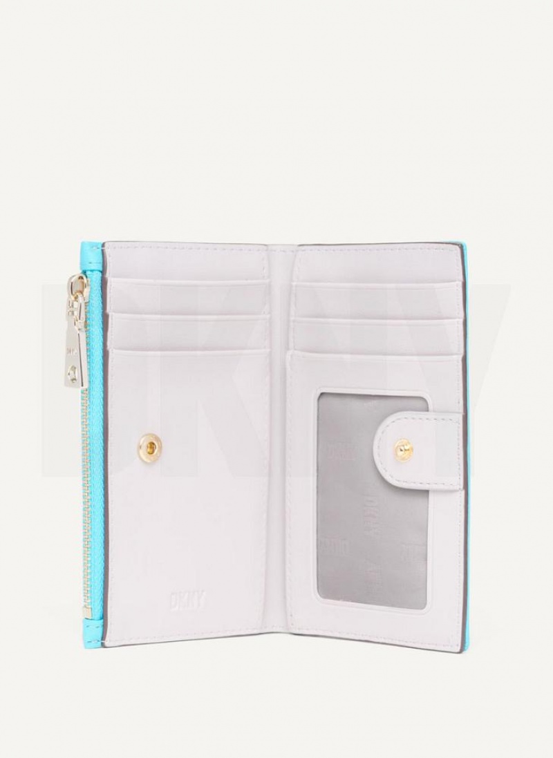 Blue Women's DKNY Elsa Bifold Card Holder Wallets | Australia-D1790