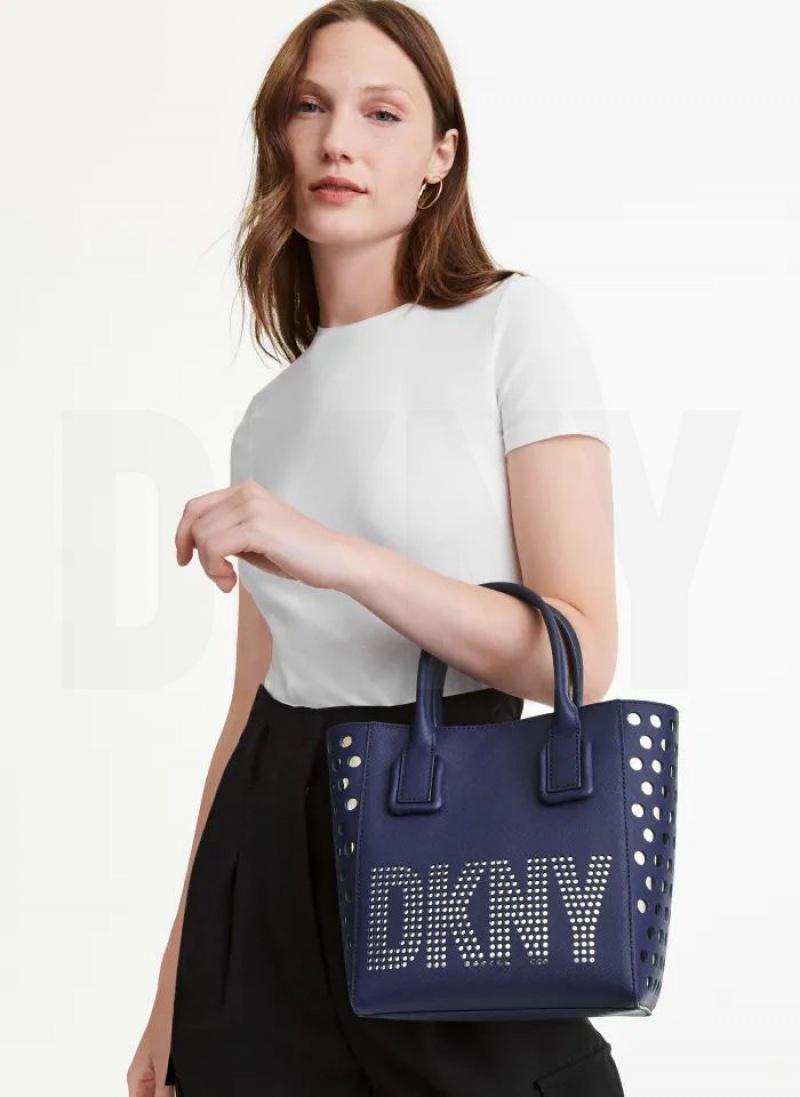 Blue Women's DKNY Essex Saffiano Small Tote Bags | Australia-D1502