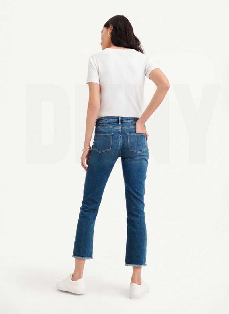Blue Women's DKNY Foundation - Slim Stright Crop Jeans | Australia-D1397