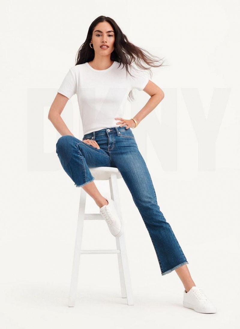 Blue Women's DKNY Foundation - Slim Stright Crop Jeans | Australia-D1397
