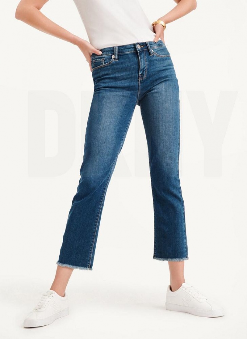 Blue Women\'s DKNY Foundation - Slim Stright Crop Jeans | Australia-D1397