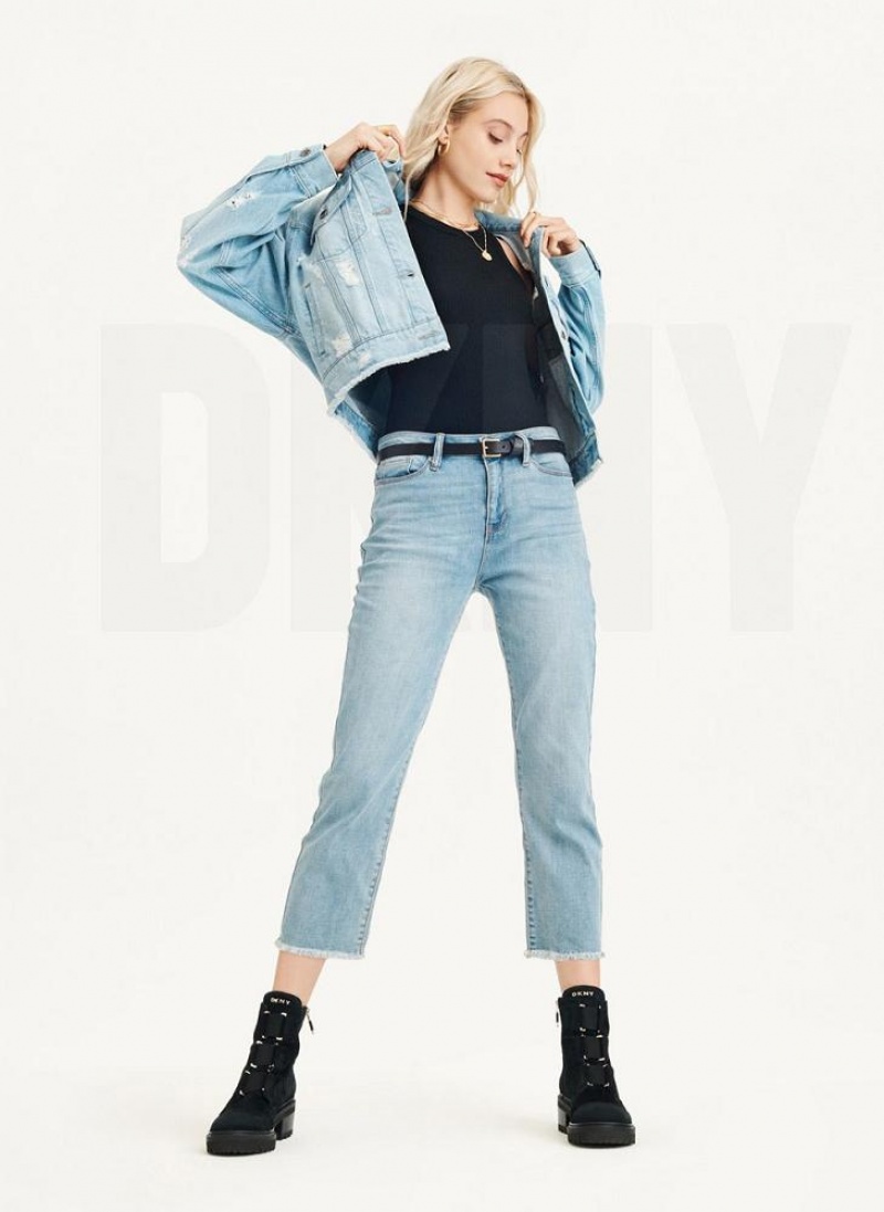 Blue Women's DKNY Foundation - Slim Stright Crop Jeans | Australia-D1482