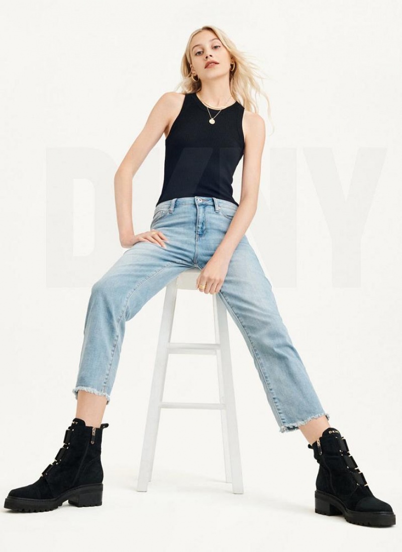 Blue Women's DKNY Foundation - Slim Stright Crop Jeans | Australia-D1482