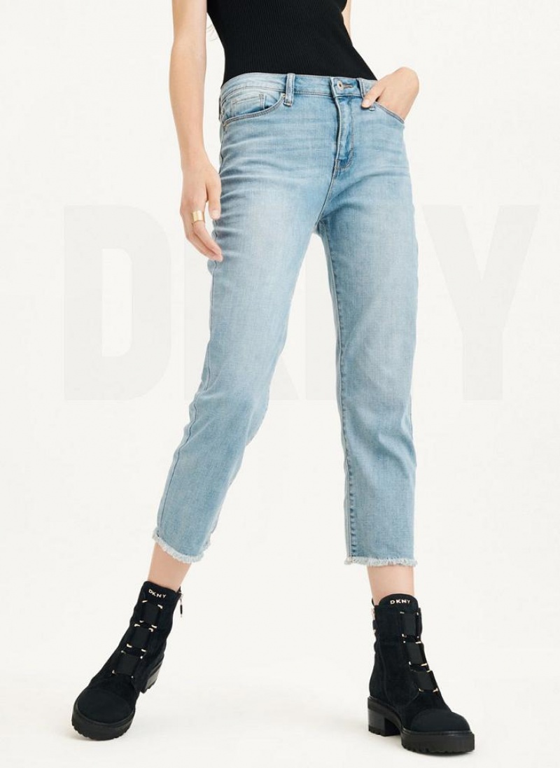 Blue Women's DKNY Foundation - Slim Stright Crop Jeans | Australia-D1482