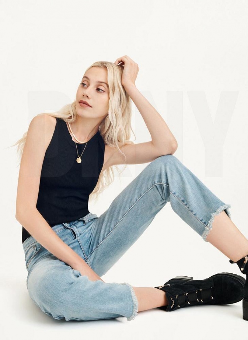 Blue Women's DKNY Foundation - Slim Stright Crop Jeans | Australia-D1482