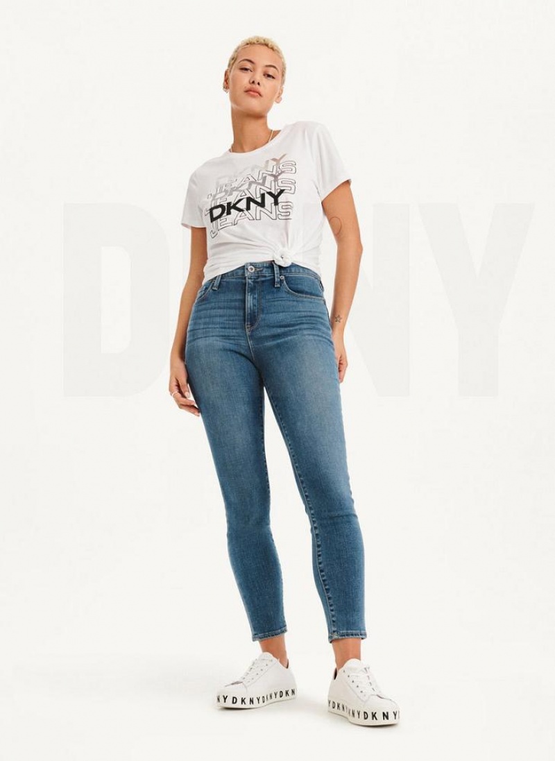 Blue Women's DKNY High Rise Skinny Jeans | Australia-D0582