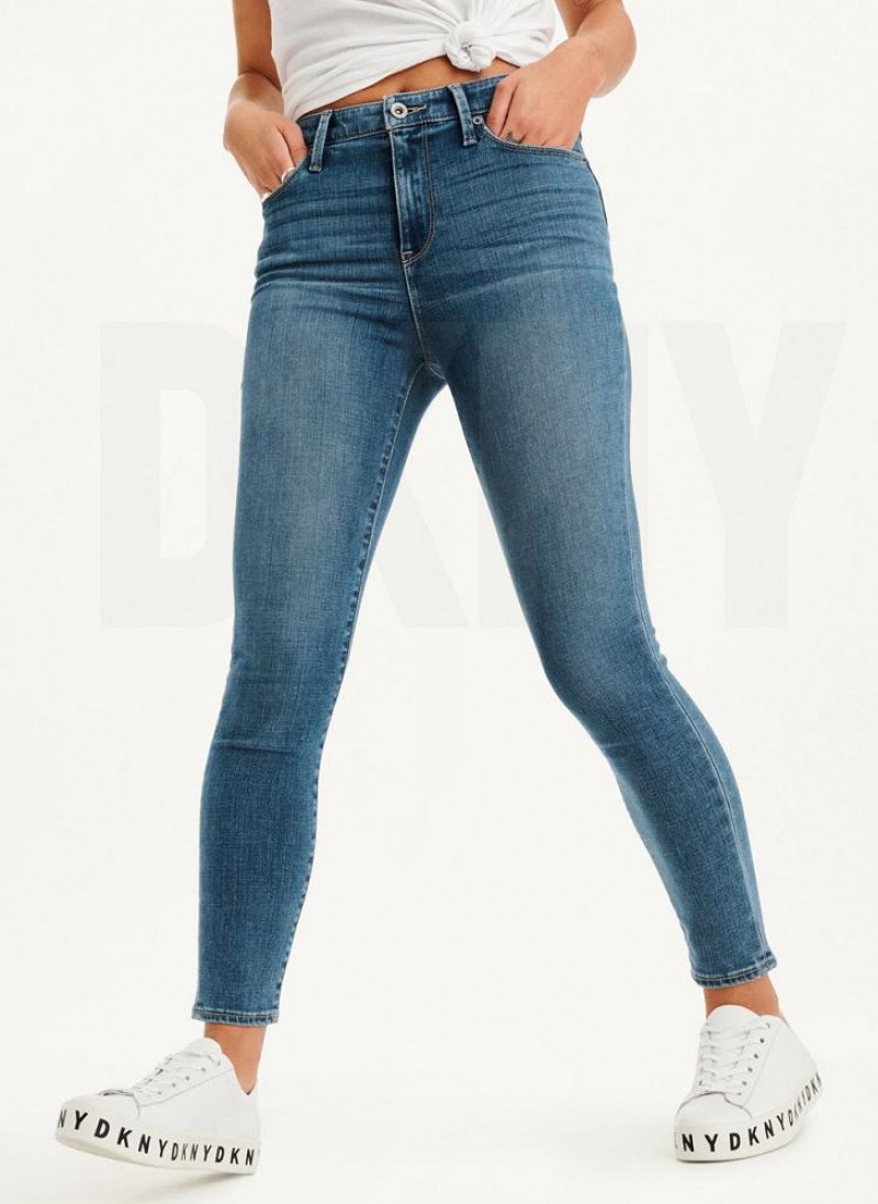 Blue Women's DKNY High Rise Skinny Jeans | Australia-D0582