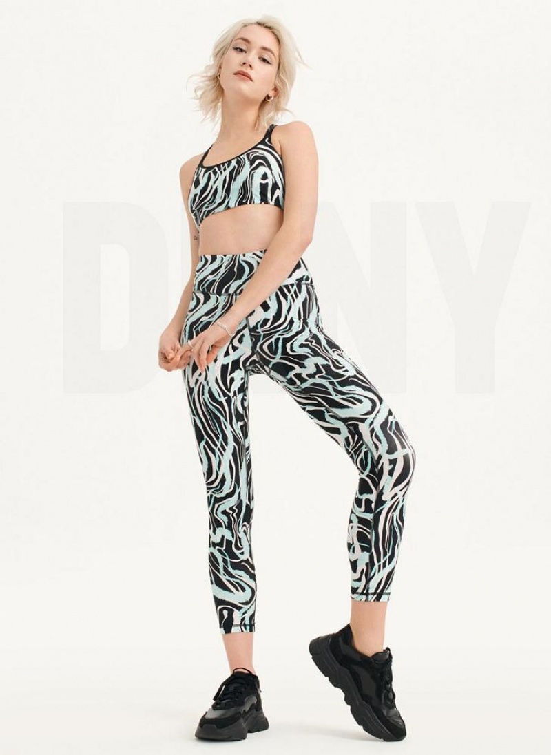 Blue Women's DKNY Marble Swirl Print High Waist Leggings | Australia-D0626