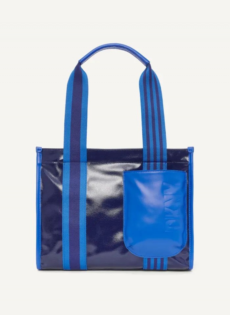 Blue Women\'s DKNY Prospect Coated Canvas Medium Tote Bags | Australia-D0283