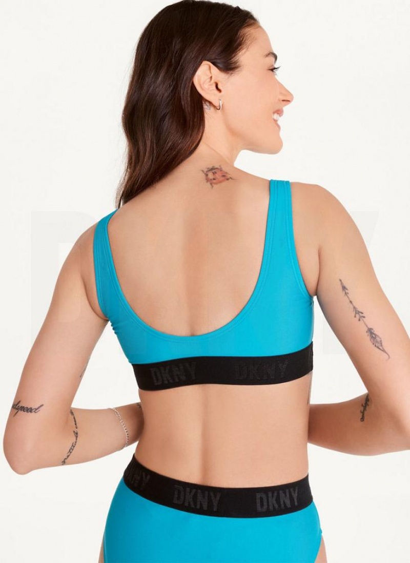 Blue Women's DKNY Scoop Neck Bikini Top | Australia-D0199