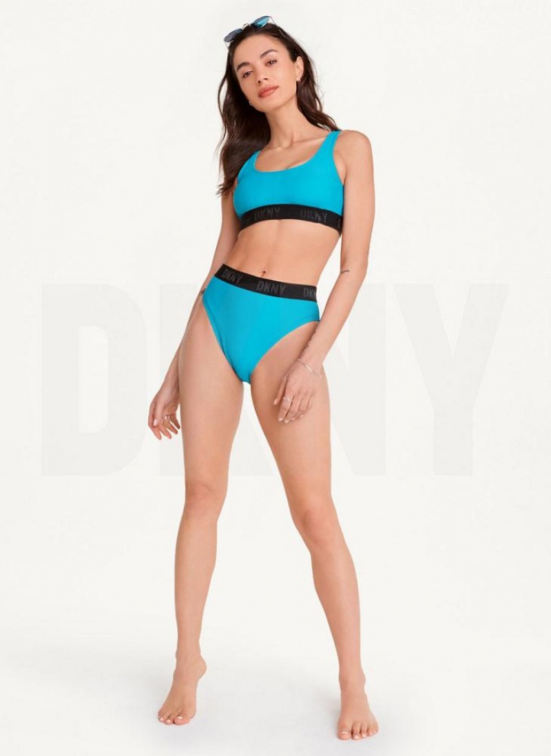 Blue Women's DKNY Scoop Neck Bikini Top | Australia-D0199