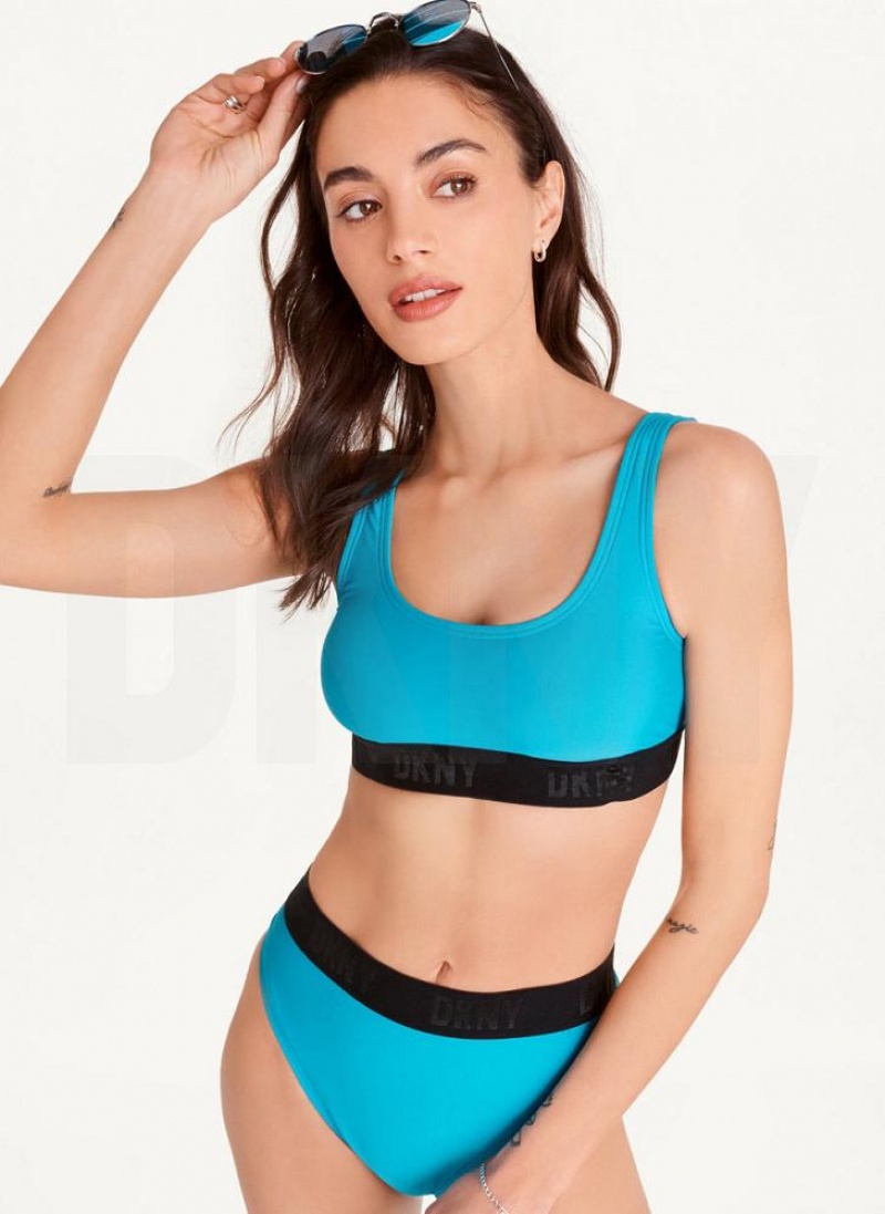 Blue Women's DKNY Scoop Neck Bikini Top | Australia-D0199