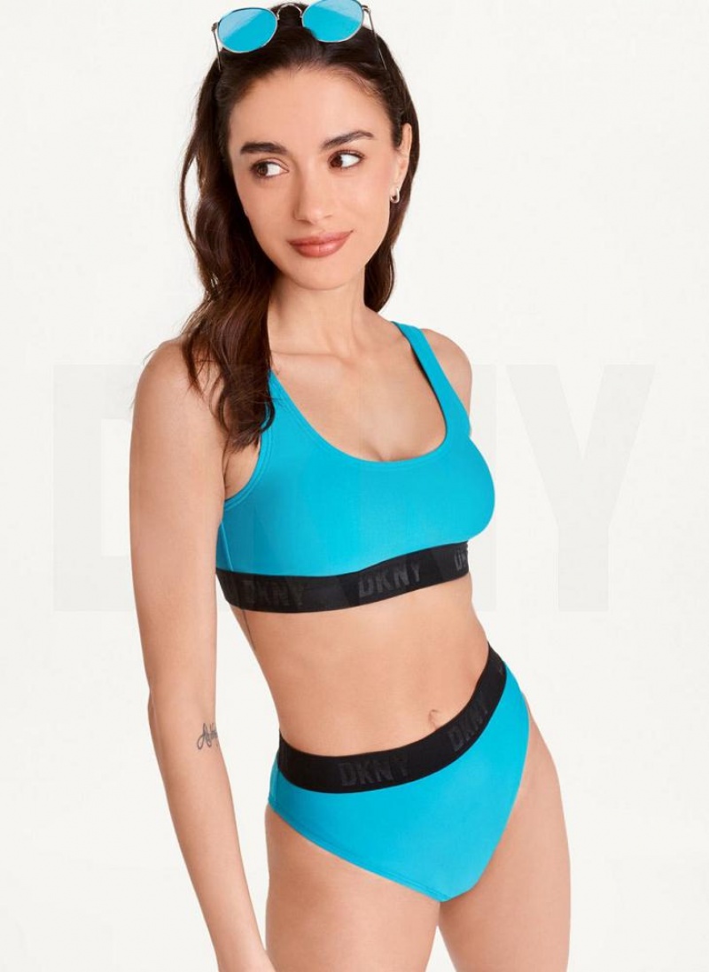Blue Women\'s DKNY Scoop Neck Bikini Top | Australia-D0199