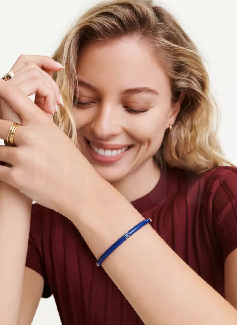 Blue Women's DKNY Square Stone Bangle | Australia-D1854