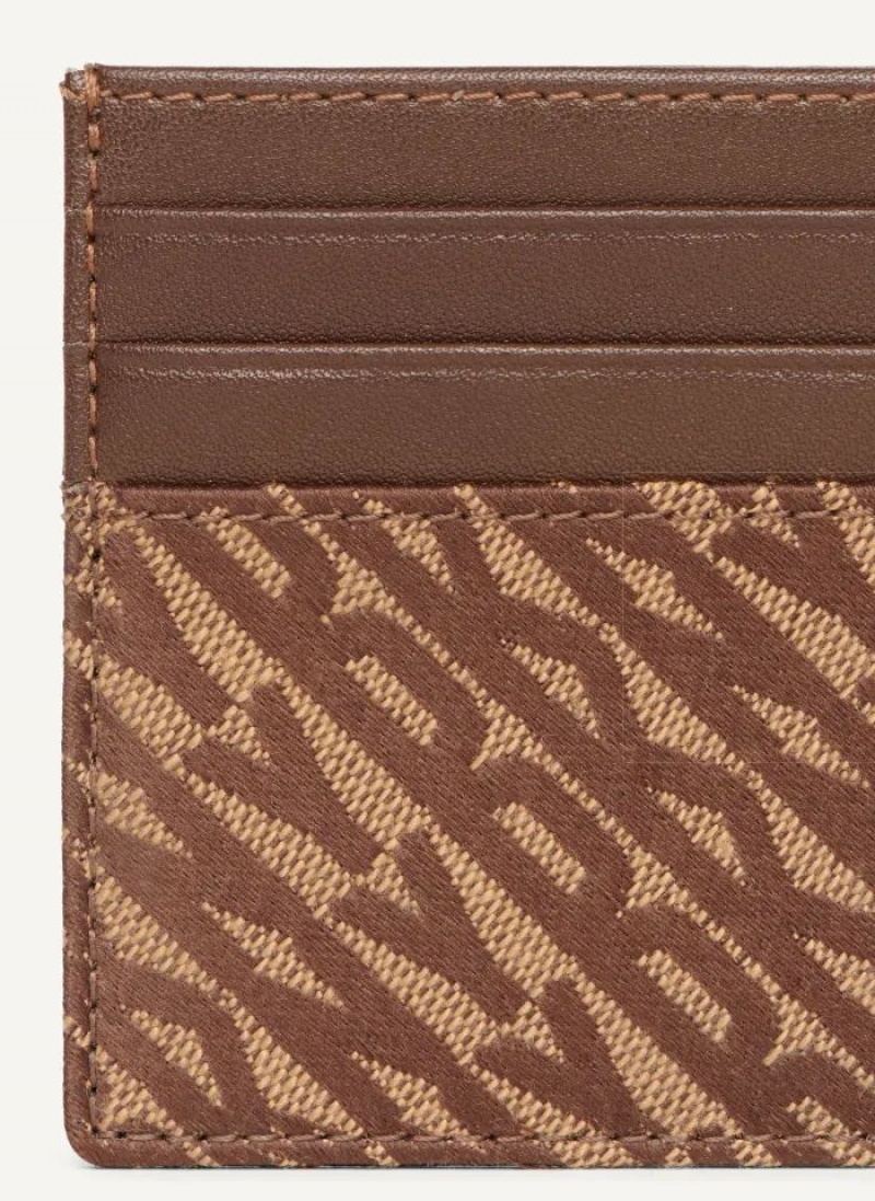 Brown Men's DKNY Allover Logo Case Wallets | Australia-D0297