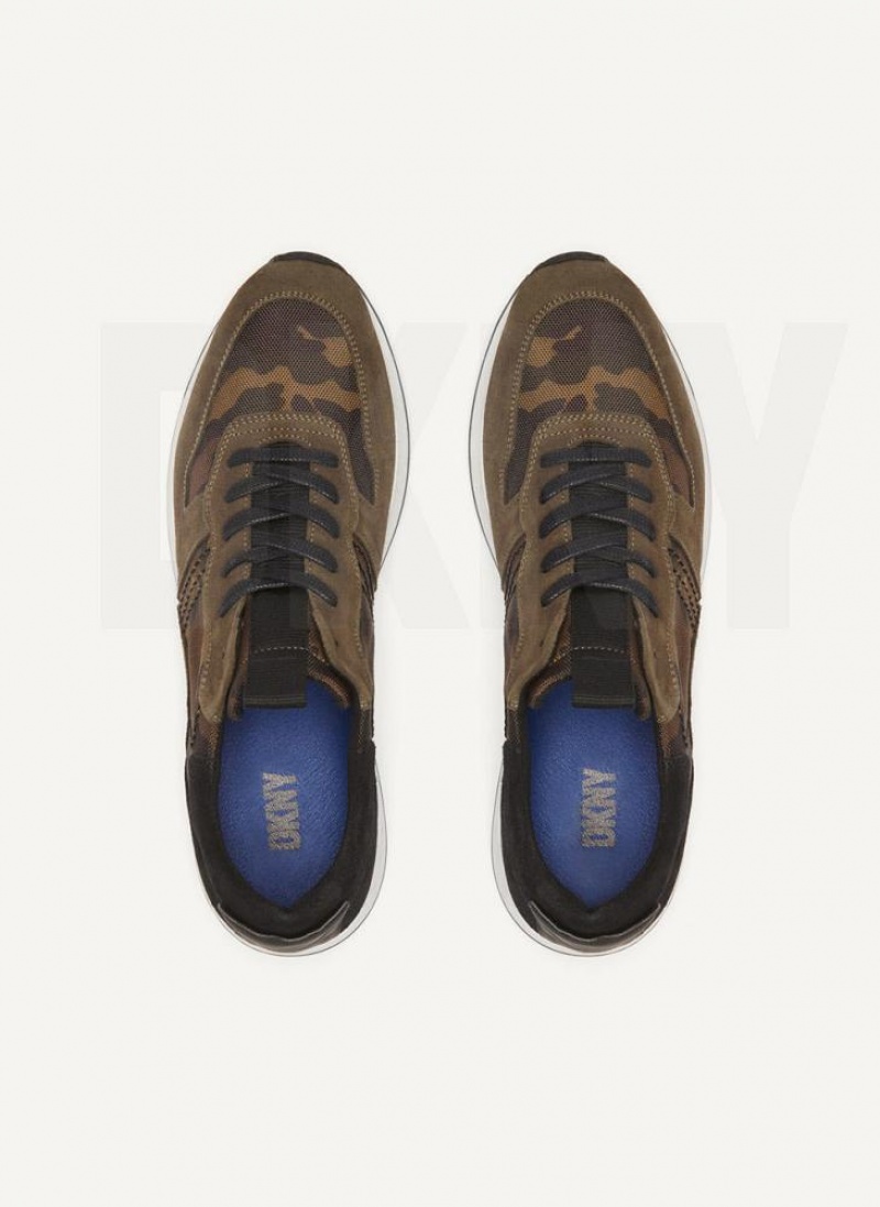 Brown Men's DKNY Camo Runner Sneakers | Australia-D1052