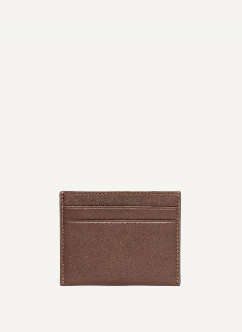 Brown Men's DKNY Card Case Wallets | Australia-D1056