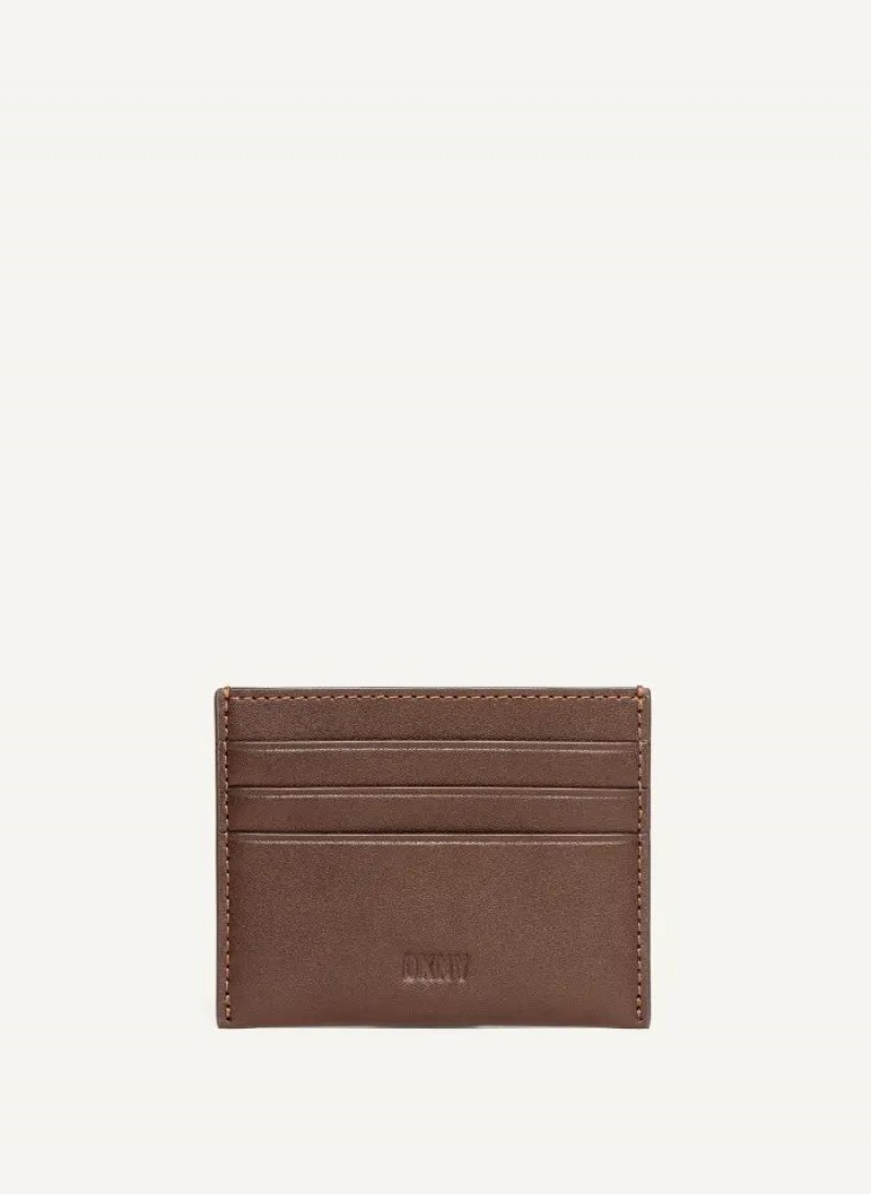 Brown Men\'s DKNY Card Case Wallets | Australia-D1056