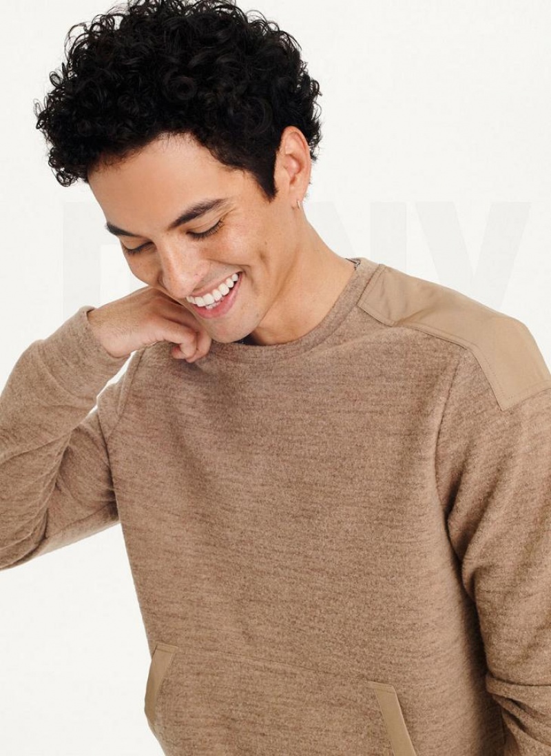Brown Men's DKNY Lounge Crew Neck Sweatshirts | Australia-D1444