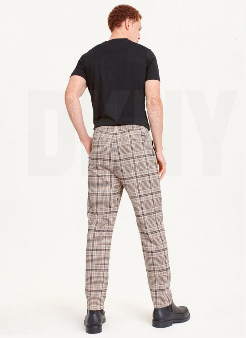 Brown Men's DKNY Plaids Pants | Australia-D0448