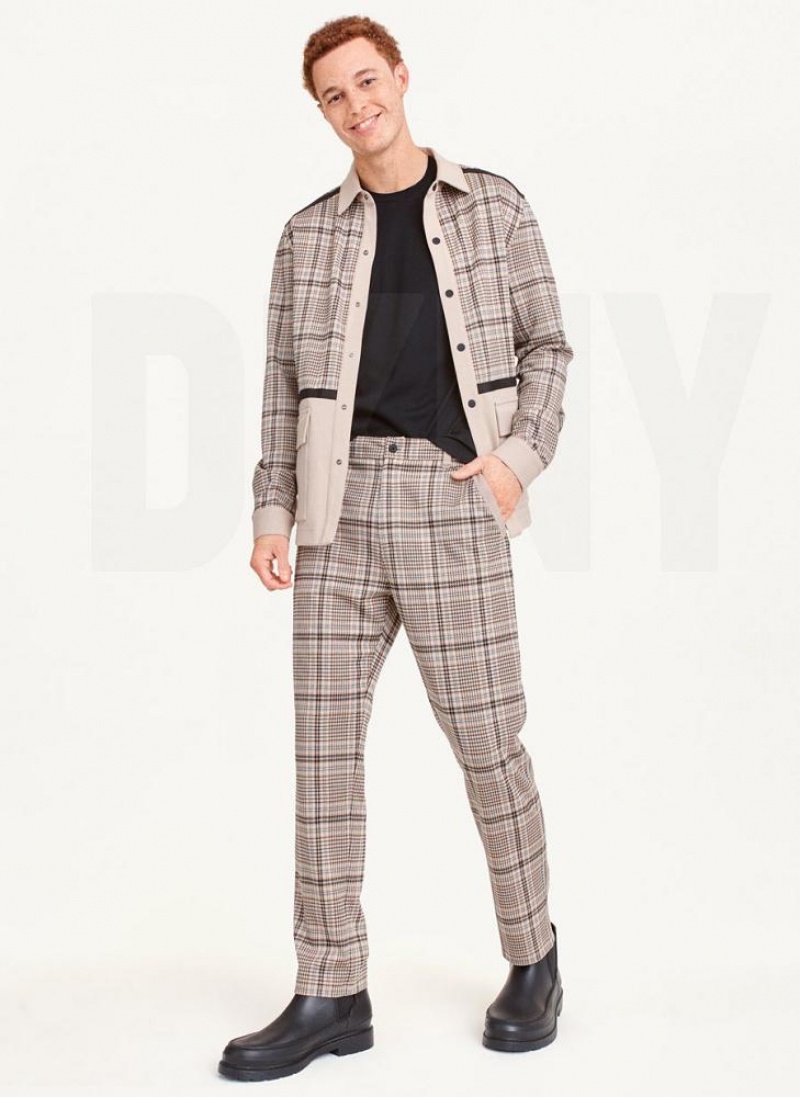 Brown Men's DKNY Plaids Pants | Australia-D0448