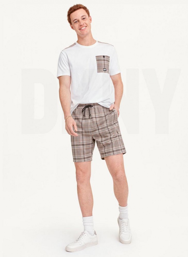 Brown Men's DKNY Plaids Shorts | Australia-D0818