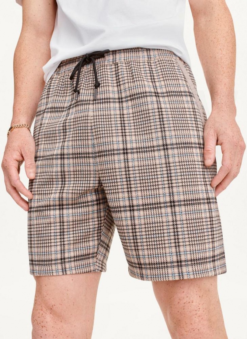 Brown Men's DKNY Plaids Shorts | Australia-D0818