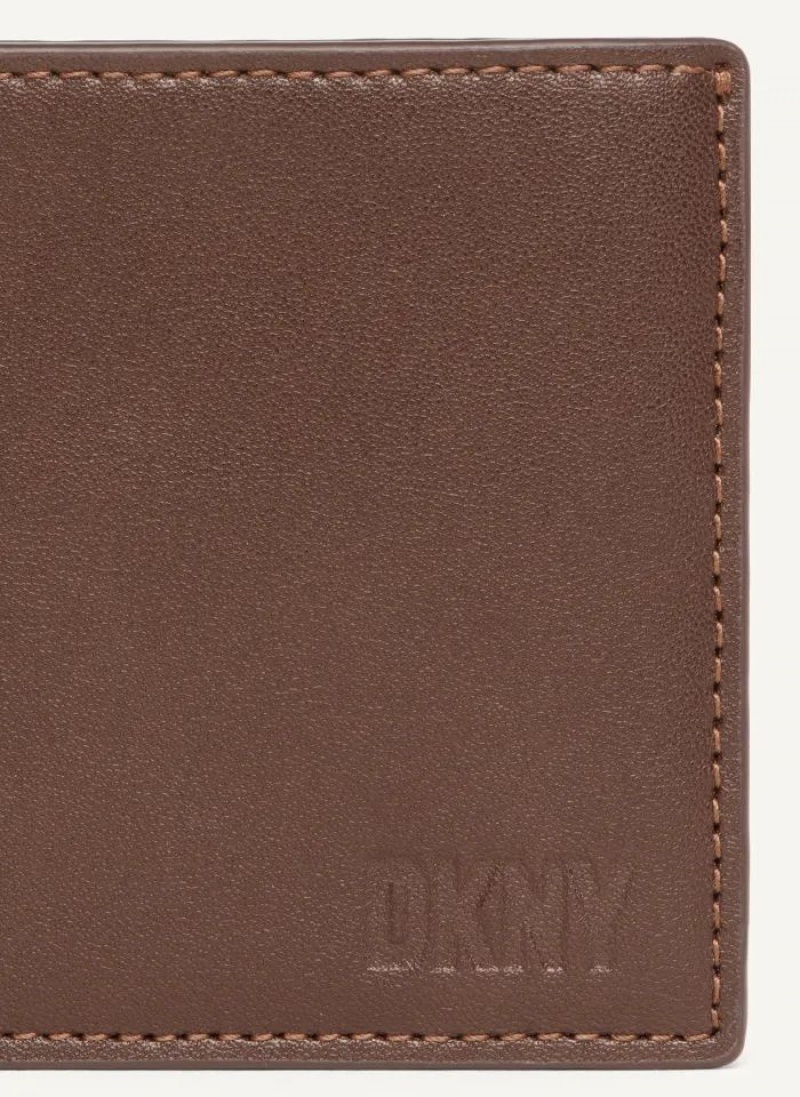Brown Men's DKNY Side Fold Wallets | Australia-D0221