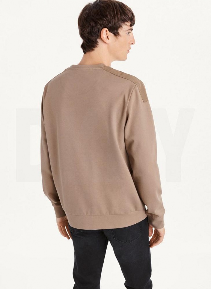 Brown Men's DKNY Utility Crewneck T Shirts | Australia-D1141