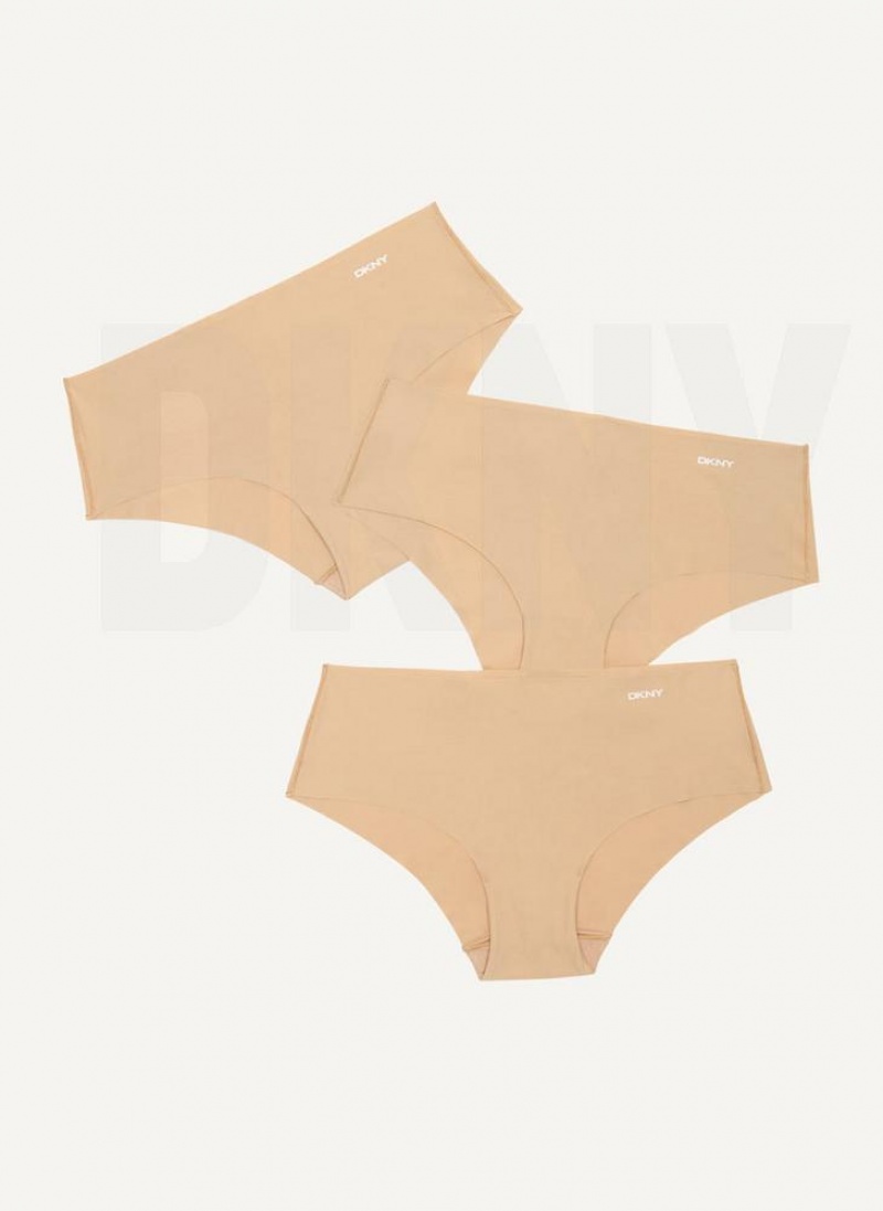 Brown Women\'s DKNY 3 Pack Hipster Panties | Australia-D1344