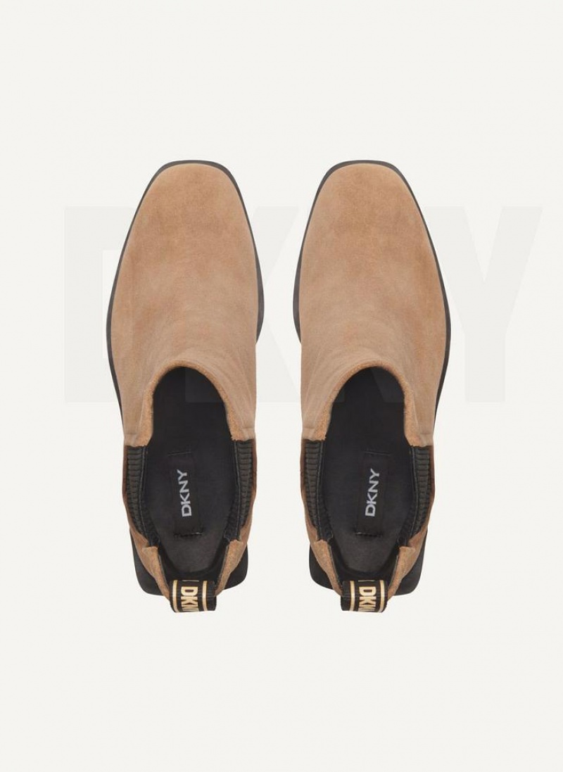 Brown Women's DKNY Block Heel Chelsea Boots | Australia-D0924