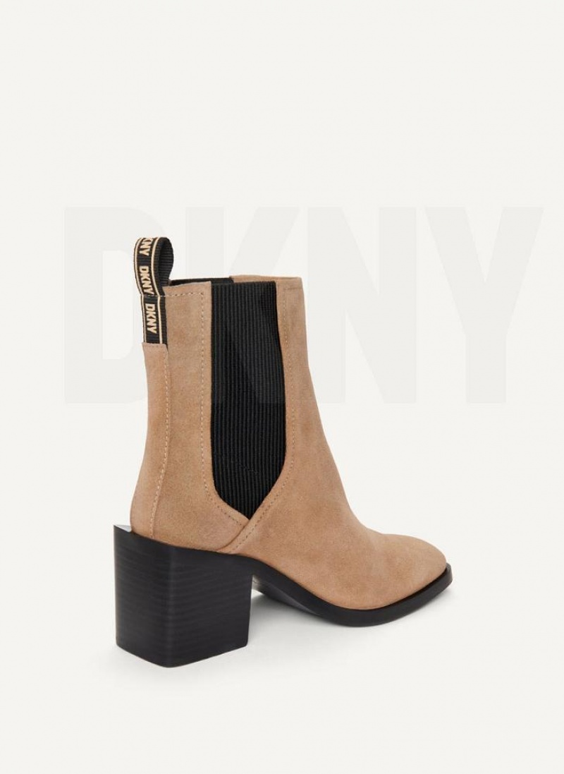 Brown Women's DKNY Block Heel Chelsea Boots | Australia-D0924