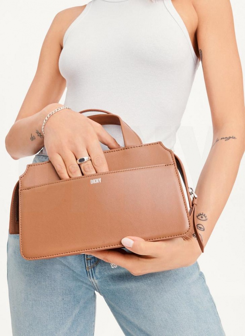 Brown Women's DKNY Buckle Crossbody Bags | Australia-D0628