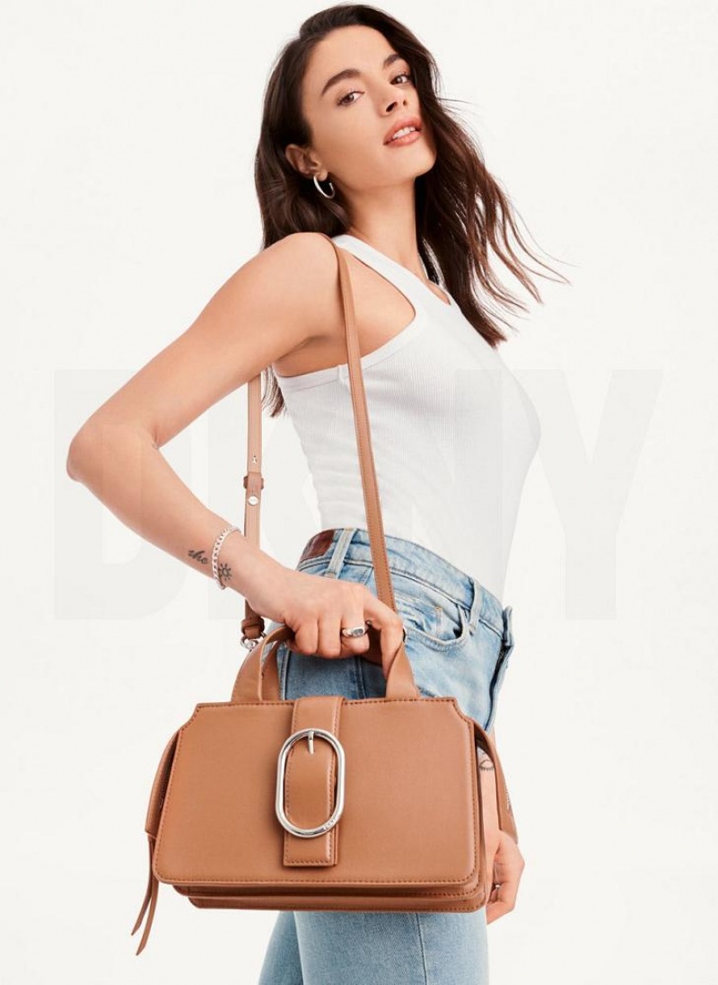 Brown Women's DKNY Buckle Crossbody Bags | Australia-D0628