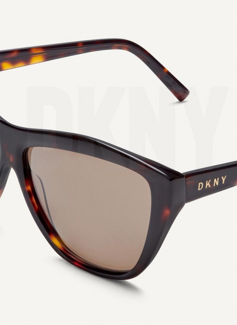 Brown Women's DKNY City Native Modern Rectangle Sunglasses | Australia-D1062