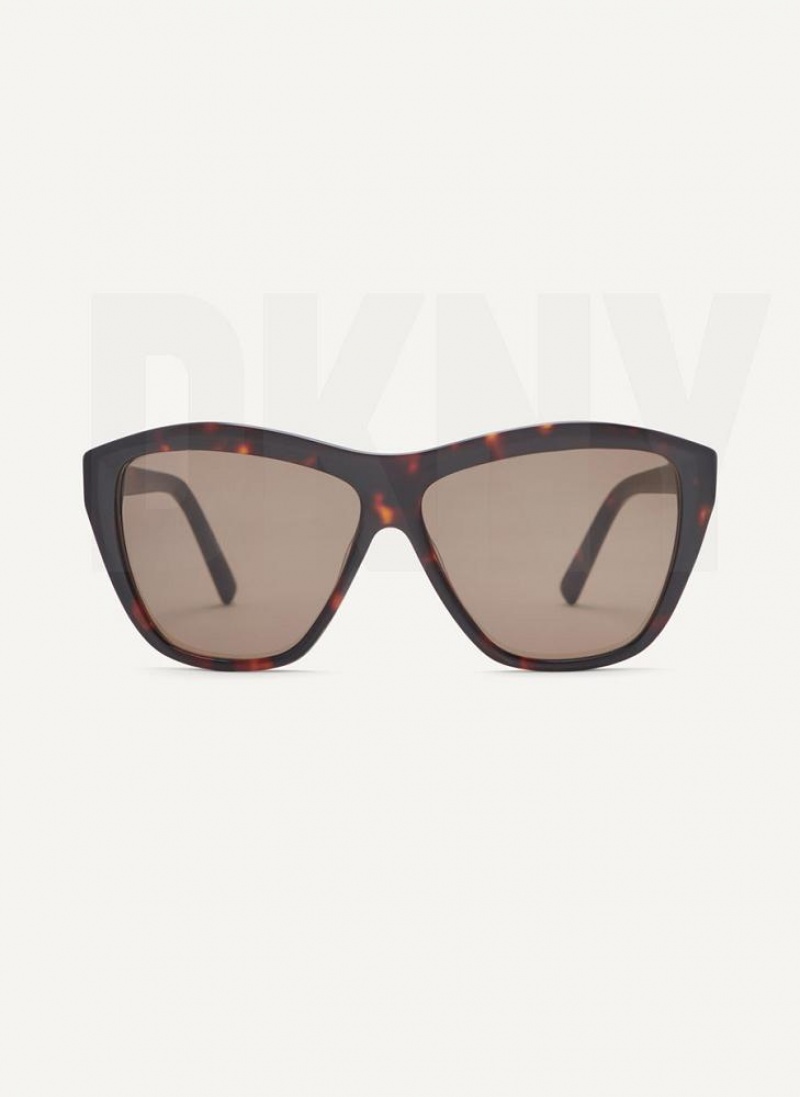 Brown Women\'s DKNY City Native Modern Rectangle Sunglasses | Australia-D1062