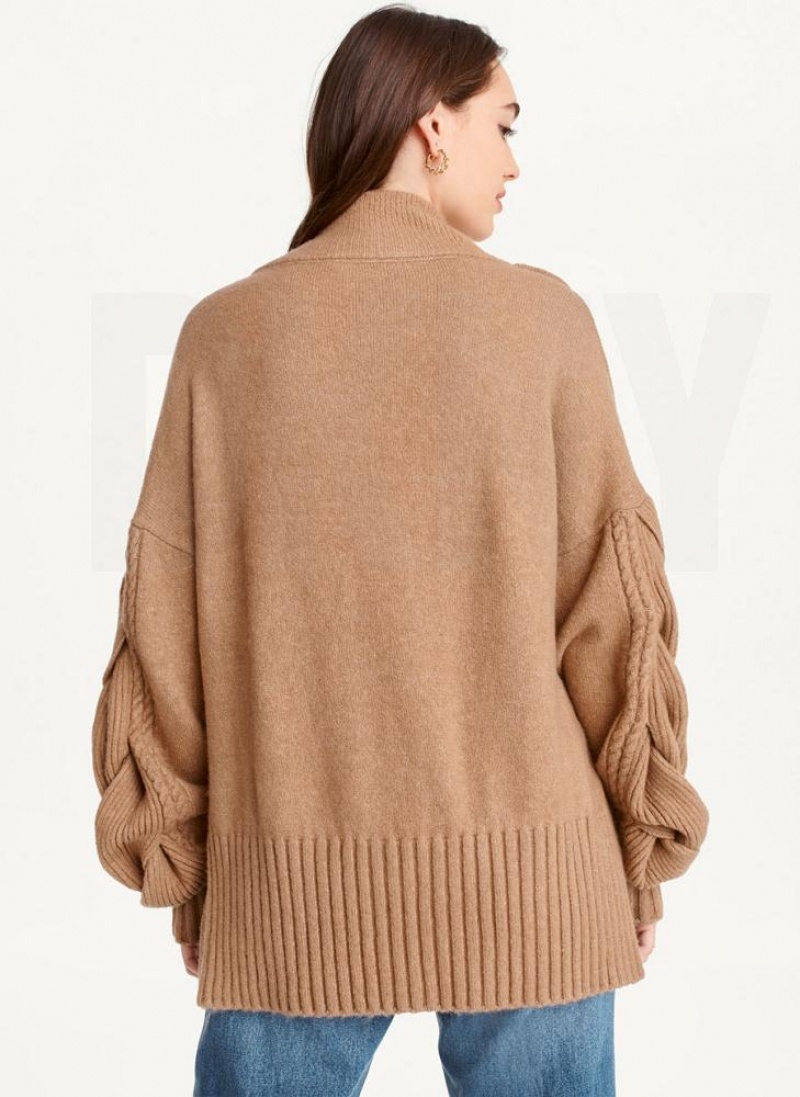 Brown Women's DKNY Cold-Shoulder Sweaters | Australia-D0485
