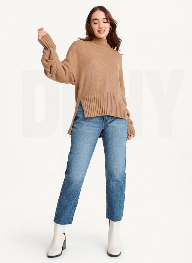 Brown Women's DKNY Cold-Shoulder Sweaters | Australia-D0485