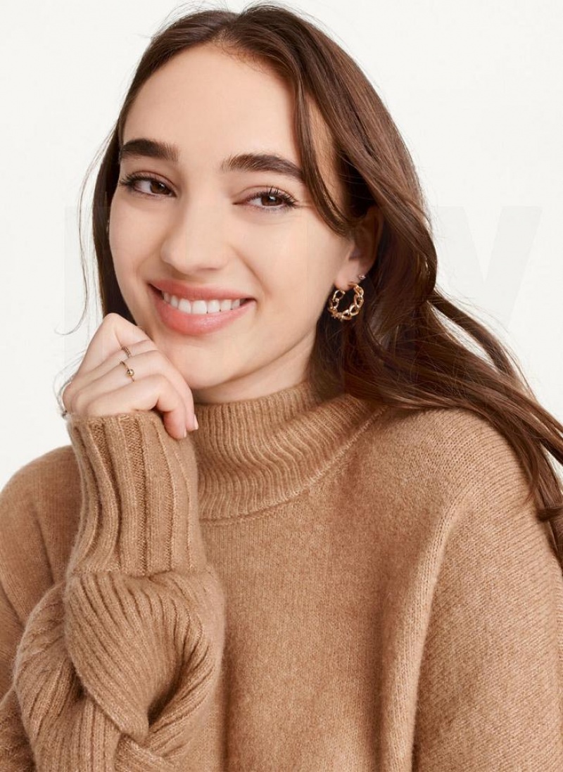 Brown Women's DKNY Cold-Shoulder Sweaters | Australia-D0485