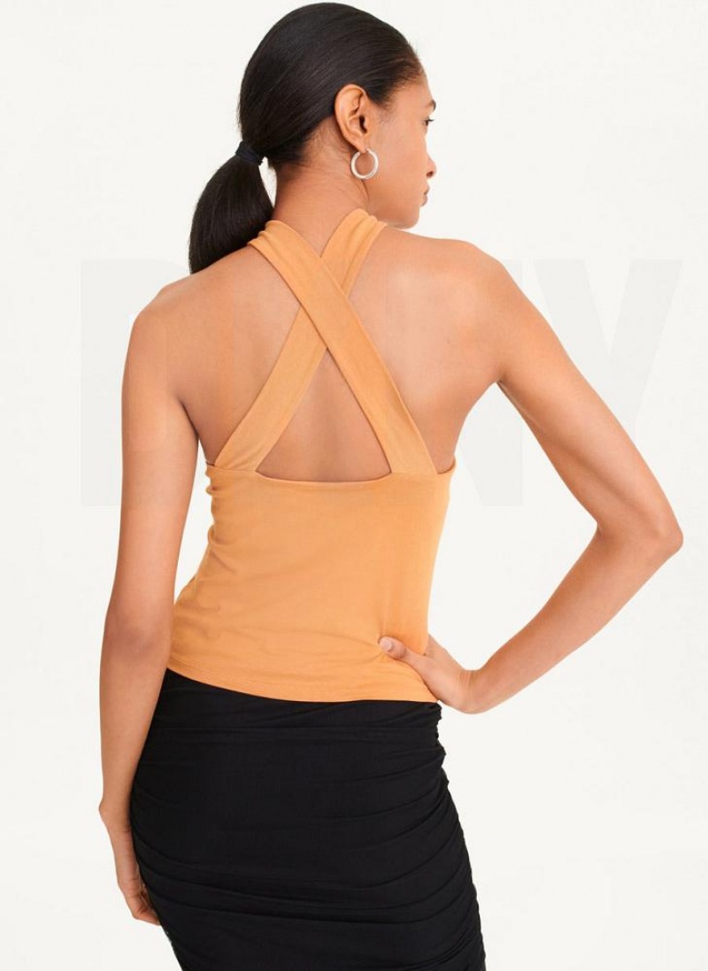Brown Women's DKNY Crossover Tank Tops | Australia-D0994