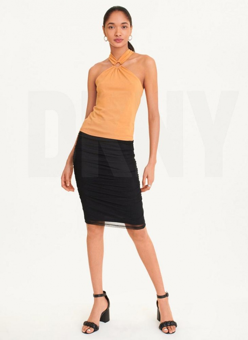 Brown Women's DKNY Crossover Tank Tops | Australia-D0994
