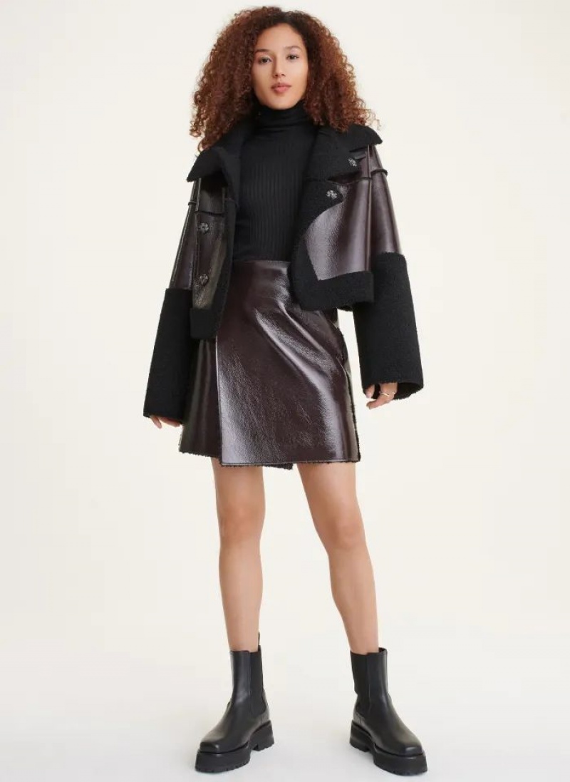Brown Women's DKNY Faux Shearling Mini Skirts | Australia-D0334